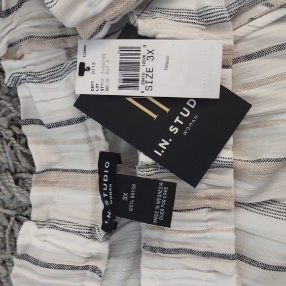 Crepe Palazzo Elastic Waist wide leg Striped Pants Cruise I.N. Studio Womens 3X - Picture 7 of 11